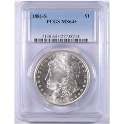 1881-S MORGAN SILVER DOLLAR, PCGS MS-64+