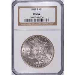 1887-S MORGAN DOLLAR NGC MS 62 NICE