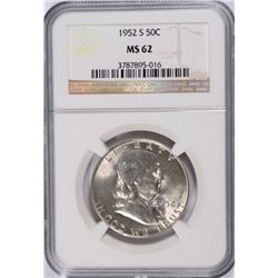 1952-S FRANKLIN HALF DOLLAR NGC MS-62