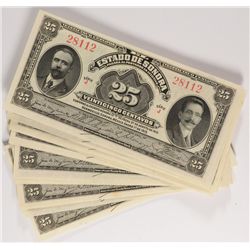 ( 20 ) PCS CHOICE UNCIRCULATED 1913 MEXICO 25 CENTAV0S! VERY NICE NOTES!