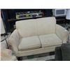 Image 1 : CONTEMPORARY CREAM COLORED MICROFIBER SUEDE LOVE SEAT