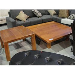 NICELY CONSTRUCTED 2PC PINE COFFEE AND END TABLE SET