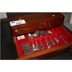 CUTLERY BOX COMPLETE WITH BIRKS REGENCY PLATE CUTLERY SET