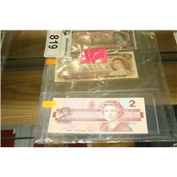3 ROYAL CANADIAN MINT $2 BANK NOTES, LAST THREE ISSUE 1954 1974 1986