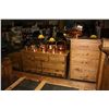 Image 1 : 3PC PINE DRAWER SET; 5 DRAWER HIGH BOY CHEST, 7 DRAWER DRESSER AND 2 DRAWER NIGHT TABLE