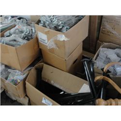 PALLET LOT OF COAT HANGERS AND STORE WALL MOUNT BRACKETS