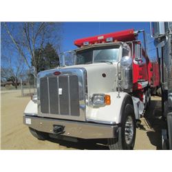 2013 PETERBILT 367 TRI-AXLE DUMP, S/N 1NPTL40X2DD182090, CUMMINS ISX 450 HP ENG, ALLISON A/T, 46K RE