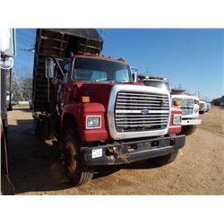 1990 FORD L8000 T/A DUMP, S/N 1FDYU82A8LVA49235, 240HP FORD DIESEL ENG, 8LL TRANS, 14' DUMP BED, AIR