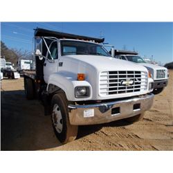 2001 CHEVROLET C6500 S/A DUMP, S/N 1GBK7H1E71J502078, GM GAS ENG, 6 SPD TRANS, 14' FLATBED DUMP BODY