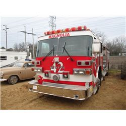 1992 SUTPHEN DELUGE S/A HS-2705 PUMPER FIRE TRUCK, S/N 1SGA1BBD6N1003975, 6V92 DETROIT ENG, A/T, 5 M
