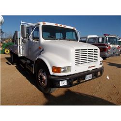1991 INTERNATIONAL 4700 S/A CREW CAB FLATBED, S/N 1HTSCNDP0MH318277, DIESEL ENG, A/T, 11' FLATBED W/