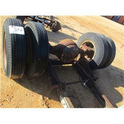 TRUCK AXLE W/SPRING, DUAL TIRES & RIMS
