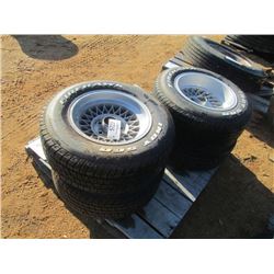 1 LOT (4) 9235/60R15 TIRES & ALUMINUM RIMS W/ LUG NUTS