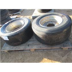 1 LOT (2) 455/55R22.5 TIRES & RIMS