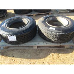 1 LOT (2) 385/65R22.5 TIRES & RIMS
