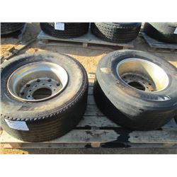 1 LOT (2) 455/55R22.5 TIRES & RIMS