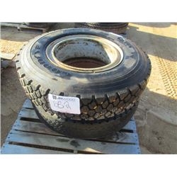 1 LOT (2) 9.00R20 TIRES & RIMS