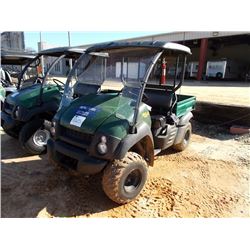KAWASAKI MULE 600, S/N JK1AFEB15CB522437 (12 YR) GAS ENGINE, DUMP BED, CANOPY, METER READING 841 HRS