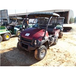 KAWASAKI MULE 600, S/N JK1AFEB12BB521390 (11 YR) GAS ENGINE, DUMP BED, CANOPY, METER READING 1,257 H