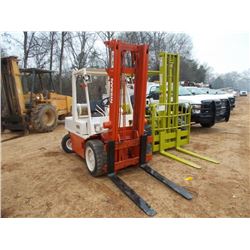 NISSAN OPTIMUM FORKLIFT, S/N 920181, 6,000# CAP, STANDARD MAST, LP GAS