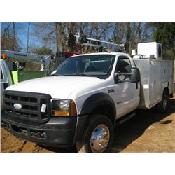 2005 FORD F550 SERVICE TRUCK, S/N 1FDAF56PX5EB87273, POWERSTROKE DIESEL, 6 SPD, STI SERVICE BODY, ST