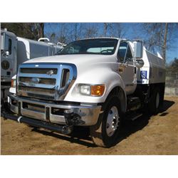 2008 FORD F750 WATER TRUCK, S/N 3FRWF75H18V568960, CUMMINS DIESEL, 7 SPD TRANS, AIR BRAKES, DIVERSIF