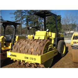 BOMAG BW 172 PD VIBRATORY ROLLER, S/N 101520110663, 66" DRUM, CANOPY, METER READING 2,893 HRS