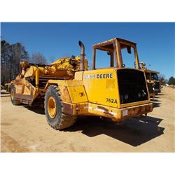 JOHN DEERE 762A MOTOR SCRAPER, S/N 004120, ELEVATING, CANOPY, 23.5X25 TIRES
