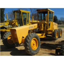 JOHN DEERE 570A MOTOR GRADER, S/N 06243T, 12' MOLDBOARD, ECAB, 13.00-24 TIRES, METER READING 707 HRS