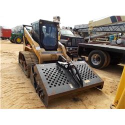 CAT 262B SKID STEER LOADER, S/N PDT03458, TRACK TYPE, CAT LR18B RAKE ATTACH, S/N DA500634, ECAB W/AI