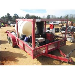 HOT WATER HIGH PRESSURE WASHER W/500 GALLON TANK, GAS ENG W/GENERATOR, MTD ON 7' X 16' T/A TRAILER, 