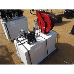 GREASE & OIL TANK W/ HOSE REEL, HOSES & METER NOZZLE
