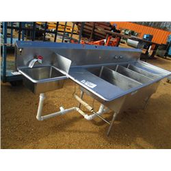 10' 3 COMPARTMENT STAINLESS SINK