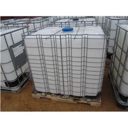 275 GALLON PLASTIC CONTAINER W/ METAL CAGE