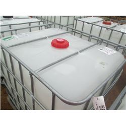 275 GALLON PLASTIC CONTAINER W/ METAL CAGE