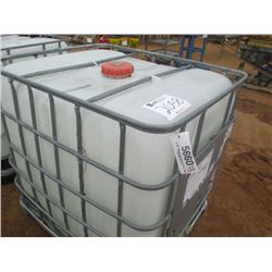 275 GALLON PLASTIC CONTAINER W/WIRE CAGE