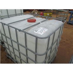 275 GALLON PLASTIC CONTAINER W/WIRE CAGE