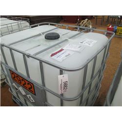 275 GALLON PLASTIC CONTAINER W/ WIRE CAGE