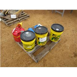 1 LOT MISC HYD FLUID & MOTOR OIL, GAS CAN