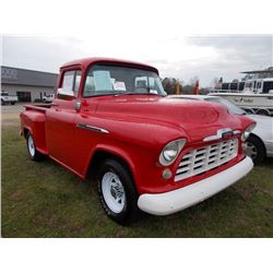 1956 CHEVROLET 3100 PICKUP, S/N 01858G, 6 CYL GAS ENG, 3 SPD TRANS