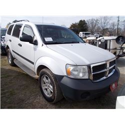 2008 DODGE DURANGO, S/N 1D8HB38N68F156150, GAS ENG, A/T, ODOMETER READING 147,861 MILES