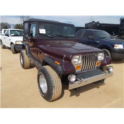 1987 JEEP 4X4, S/N 2BCCZ8145HB530589, 6 CYL, A/T, SOFT TOP, ODOMETER READING 135,312 MILES