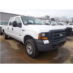 2006 FORD F250 4X4 PICKUP, S/N 1FTSW21P96EB98815, FORD POWER STROKE DIESEL ENG, A/T, CREW CAB, LONG 