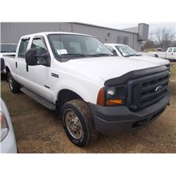 2006 FORD F250 4X4 CREW CAB PICKUP, S/N 1FTSW21P36ED03073, POWERSTROKE DIESEL, A/T, ODOMETER READING