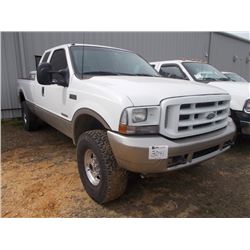2003 FORD F350 EXTENDED CAB 4X4 PICKUP, S/N 1FTSX31P73EB48980, POWERSTROKE DIESEL, A/T, ODOMETER REA