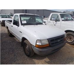 1999 FORD RANGER PICKUP, S/N 1FTYR10V0XPA95865, V6 GAS, A/T, ODOMETER READING 168,548 MILES (COUNTY 
