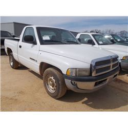 1999 DODGE RAM 1500 PICKUP, S/N 3B7HC16Y1XM588124, V8 GAS, A/T, ODOMETER READING 251,482 MILE (COUNT