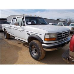 1997 FORD F350 4X4 CREW CAB PICKUP, S/N 1FTJW36F7VEA32163, POWER STROKE DIESEL ENG, A/T, ODOMETER RE