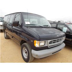 2000 FORD E150XL PASSENGER VAN, S/N 1FMRE11W5YHA42383, V8 GAS, A/T, ODOMETER READING 121,025 MILES