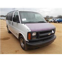 1998 CHEVY PASSENGER VAN, S/N 1GCFC25RXW1038542, GAS ENG, A/T, ODOMETER READING 6,145 MILES